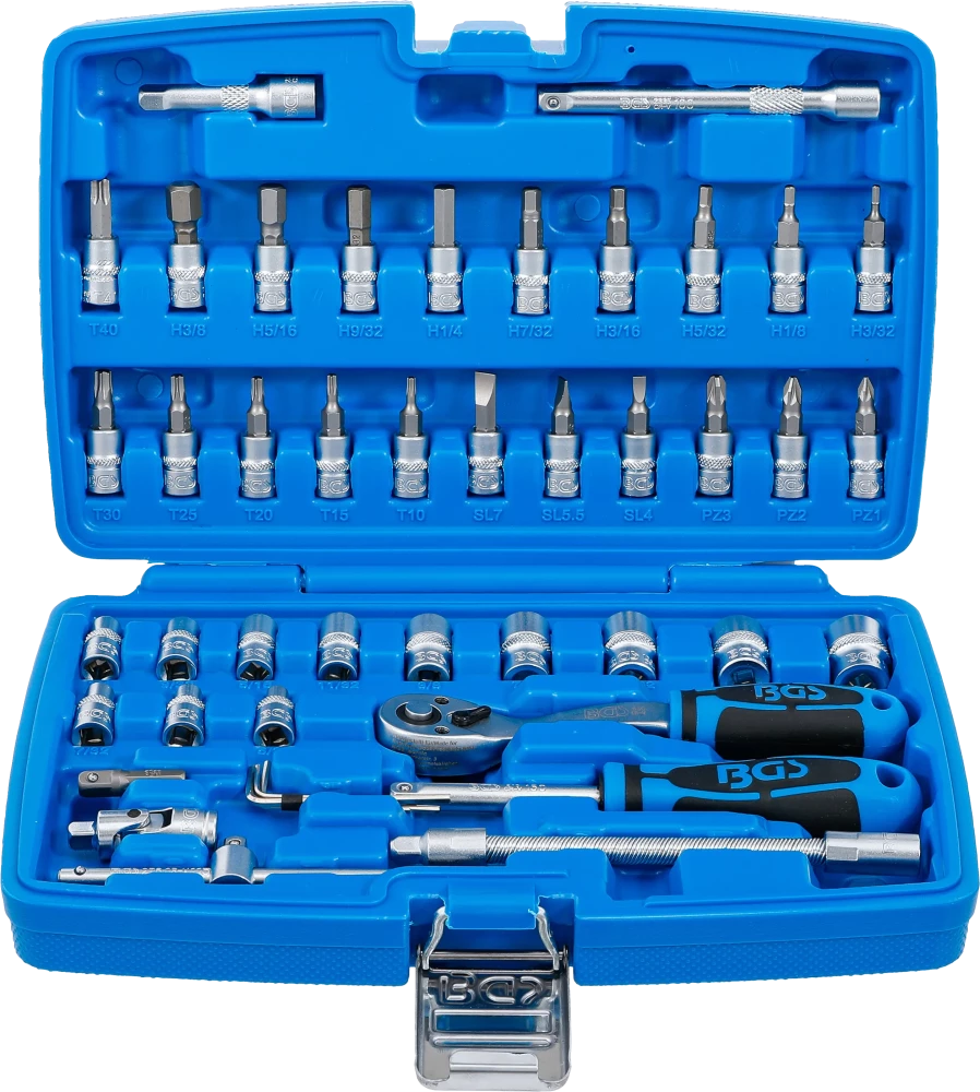 Conjunto de Chaves de Caixa 1/4" em Polegadas | 46 Peças