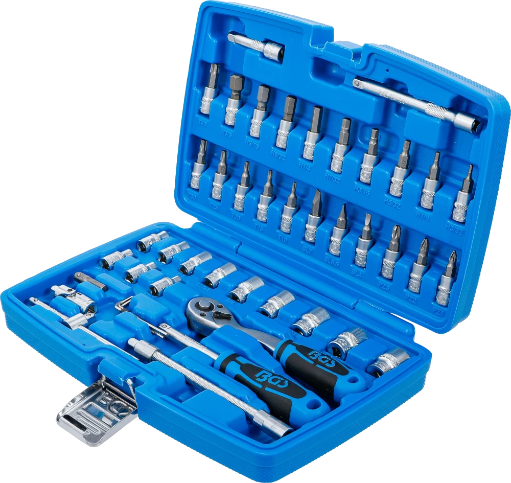 Conjunto de Chaves de Caixa 1/4" em Polegadas | 46 Peças