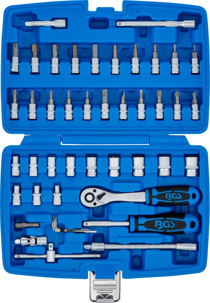 Conjunto de Chaves de Caixa 1/4" em Polegadas | 46 Peças