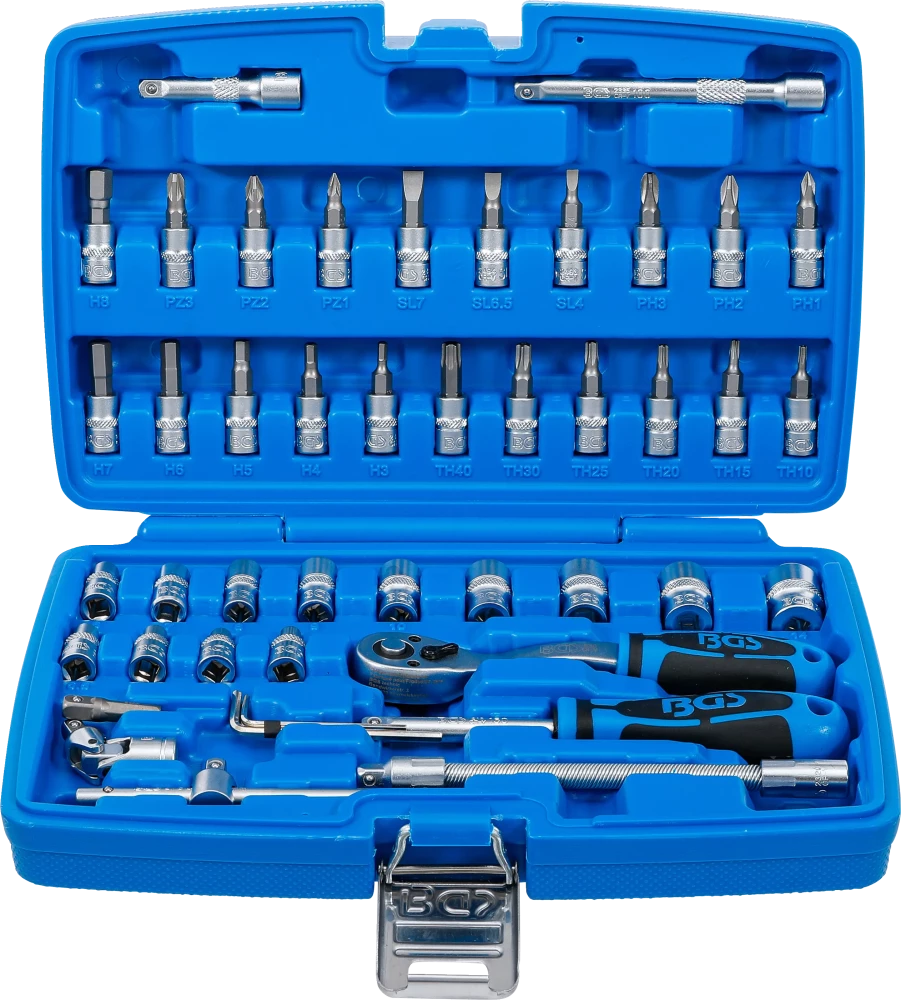 Conjunto de Chaves de Caixa 1/4" Super Lock | 46 Peças | Com Pega Deslizante