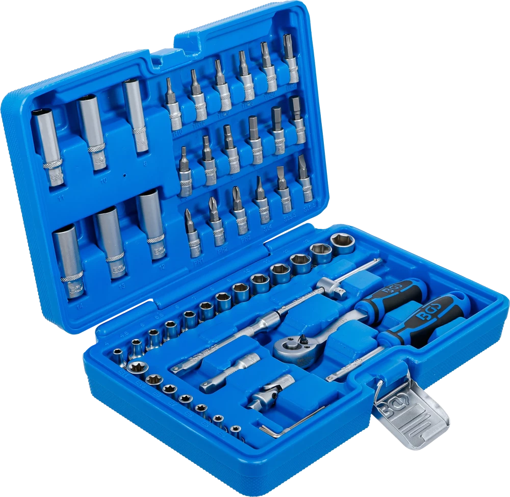 Conjunto de Chaves de Caixa 1/4" Sextavado + Perfil E | 53 Peças