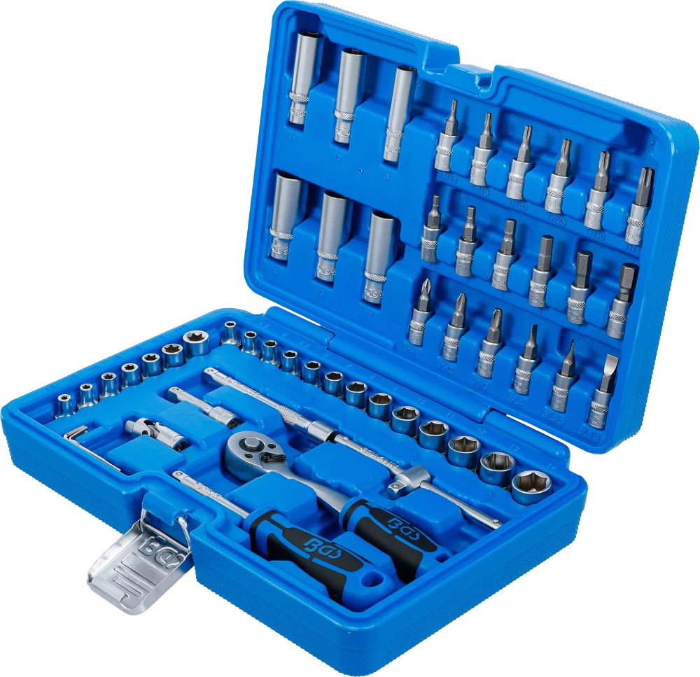 Conjunto de Chaves de Caixa 1/4" Sextavado + Perfil E | 53 Peças