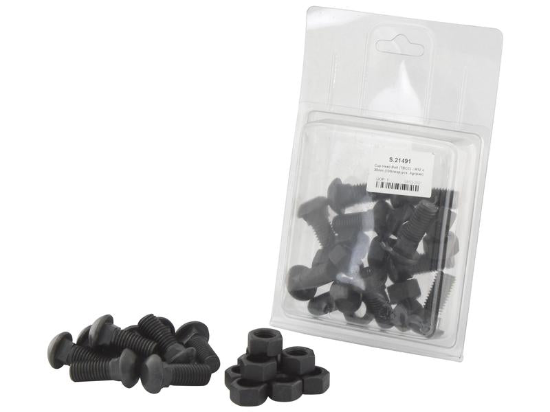 Parafuso e porca quadrada hexagonal de cabeça cónica -M12x30mm (10 un. Agripak) (S.21491)