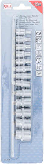 Conjunto de encaixes para chave de caixa Gear Lock | Entrada de quadrado interno de 6,3 mm (1/4") | 13 peças