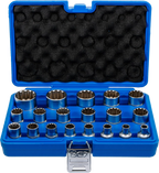 Conjunto de encaixes para chave de caixa Gear Lock | Entrada de quadrado interno de 12,5 mm (1/2") | 19 peças