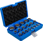 Conjunto de encaixes para chave de caixa Gear Lock | Entrada de quadrado interno de 12,5 mm (1/2") | 19 peças