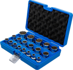 Conjunto de encaixes para chave de caixa Gear Lock | Entrada de quadrado interno de 12,5 mm (1/2") | 19 peças