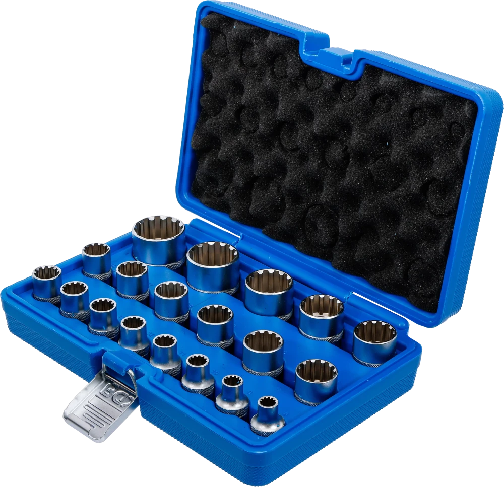 Conjunto de encaixes para chave de caixa Gear Lock | Entrada de quadrado interno de 12,5 mm (1/2") | 19 peças