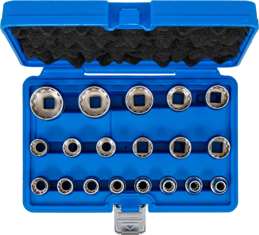 Conjunto de encaixes para chave de caixa Gear Lock | Entrada de quadrado interno de 12,5 mm (1/2") | 19 peças