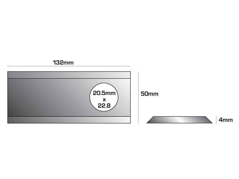 Faca - Lamina conica - 132 x 50x4mm - Orifício Ø20.5 x 23mm - Esq./Dt. - para JF, Kongskilde, Stoll Aplicavel em: 13800013, 1380,0013 (S.21600)