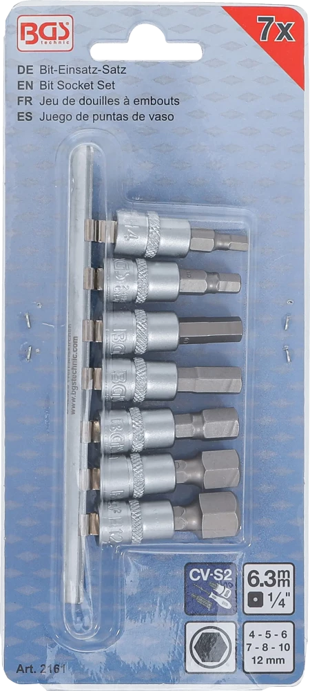 Conjunto de Encaixes para Pontas | Sextavado Interno | 1/4" | 7 peças
