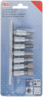 Conjunto de Encaixes para Pontas | Sextavado Interno | 1/4" | 7 peças