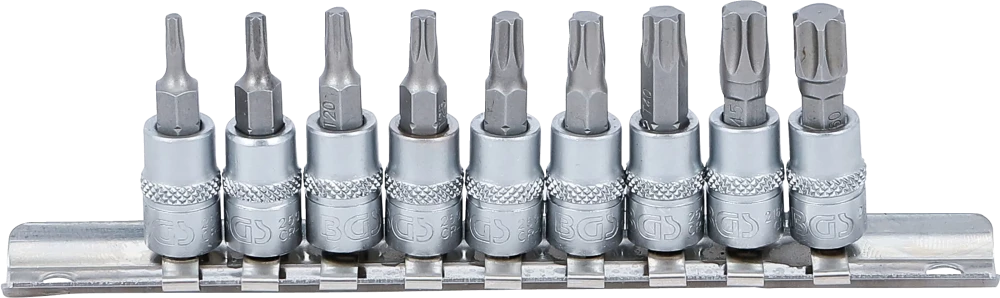 Conjunto de Encaixes para Pontas Torx | 1/4" | T10 - T50 | 9 peças
