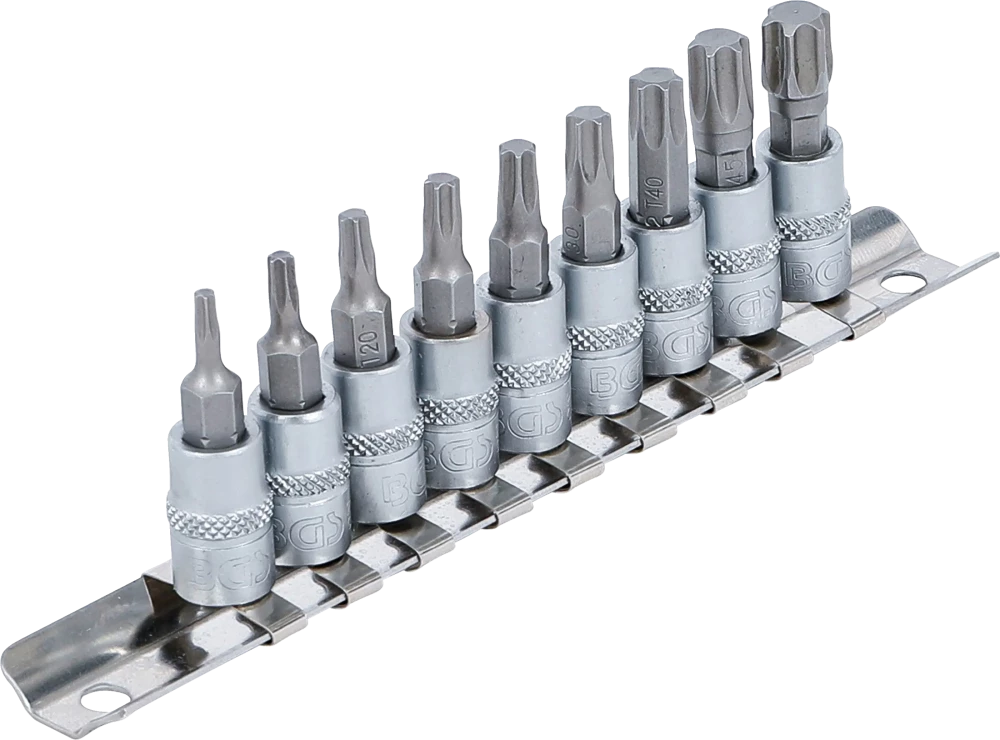 Conjunto de Encaixes para Pontas Torx | 1/4" | T10 - T50 | 9 peças
