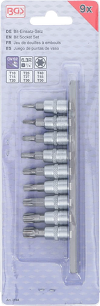 Conjunto de Encaixes para Pontas Torx | 1/4" | T10 - T50 | 9 peças