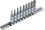 Conjunto de Encaixes para Pontas Torx com Furo | 1/4" | T10 - T50 | 9 peças