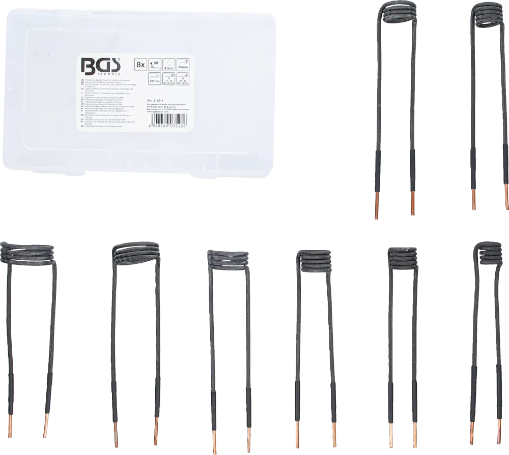 Conjunto de bobinas de indução para aquecedor por indução | angulado a 90° | para BGS 2169, 3391 | 8 peças