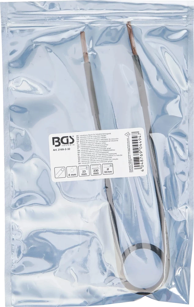 Bobina de indução para aquecedor por indução | 32 mm | modelo reto | para BGS 2169, 3391