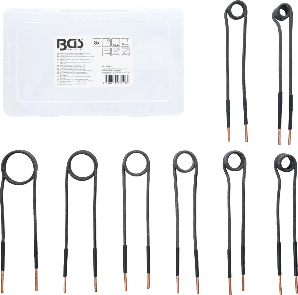Conjunto de bobinas de indução para aquecedor por indução | modelo reto | para BGS 2169, 3391 | 8 peças