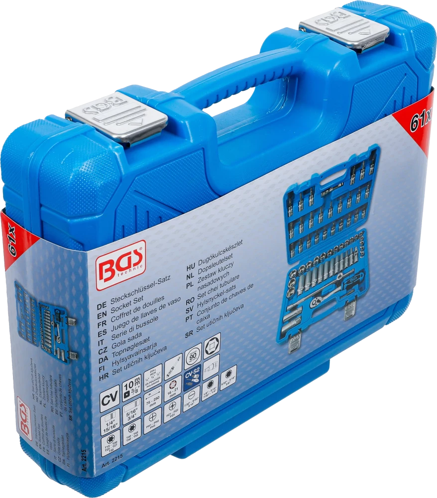 Conjunto de Chaves de Caixa Pro Torque 3/8" | Polegadas | 61 Peças