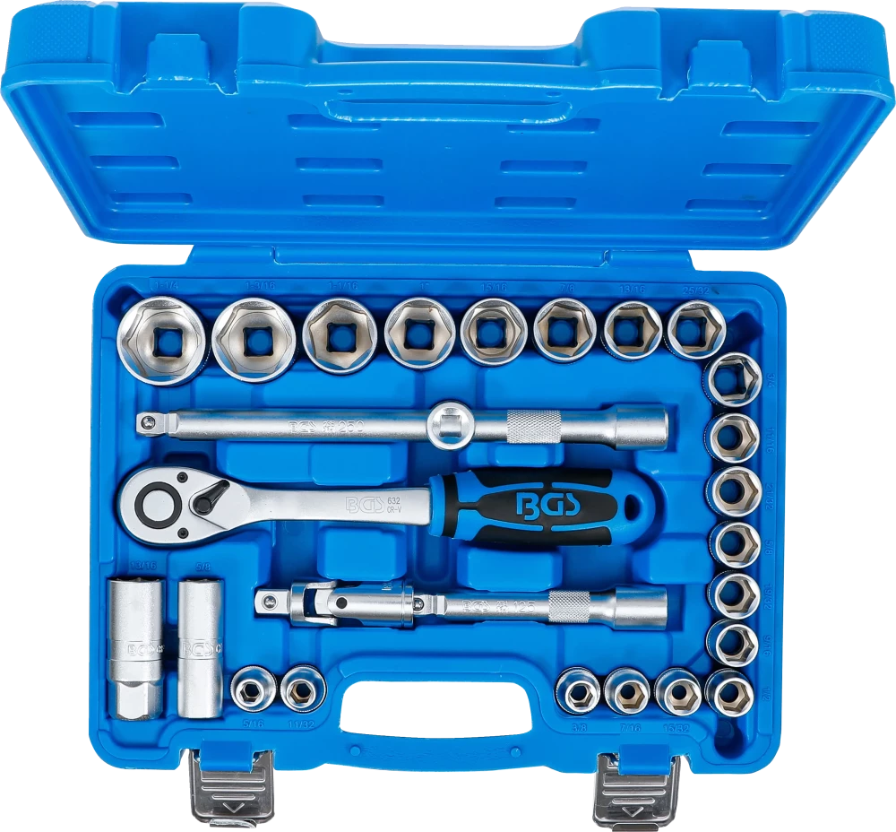 Conjunto de Chaves de Caixa Sextavadas 1/2" | Polegadas | 27 Peças