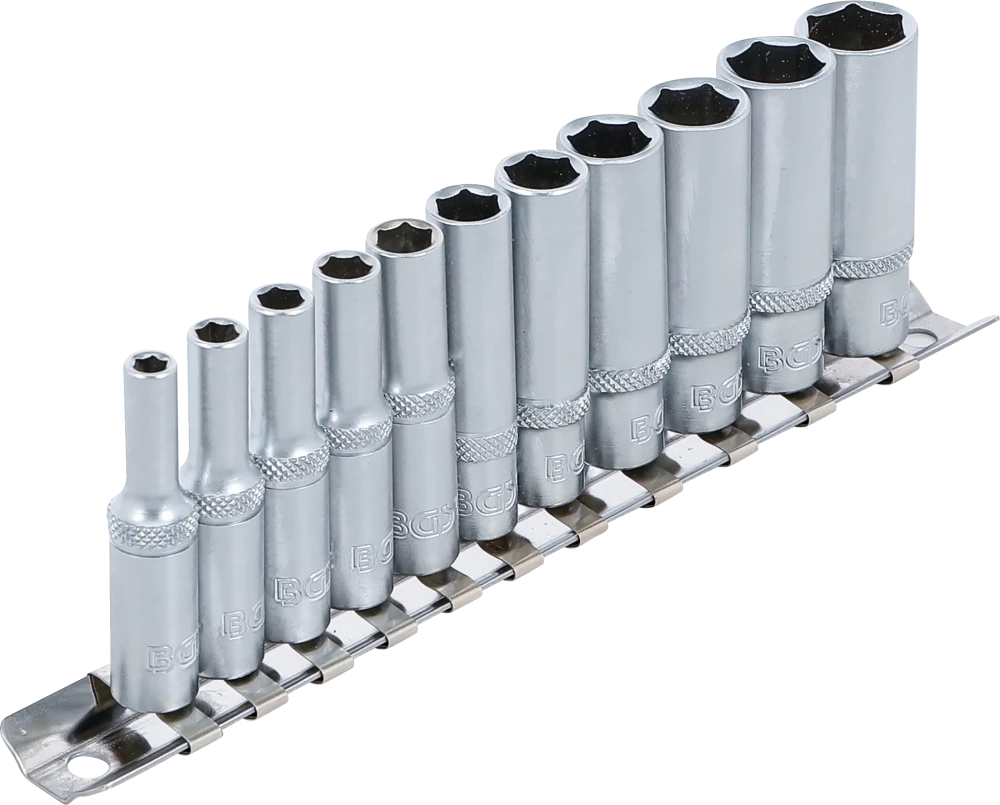 Conjunto de encaixes para chave de caixa sextavados, profundos | Entrada de quadrado interno de 6,3 mm (1/4") | 4 - 13 mm | 11 peças