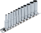 Conjunto de encaixes para chave de caixa sextavados, profundos | Entrada de quadrado interno de 6,3 mm (1/4") | 4 - 13 mm | 11 peças