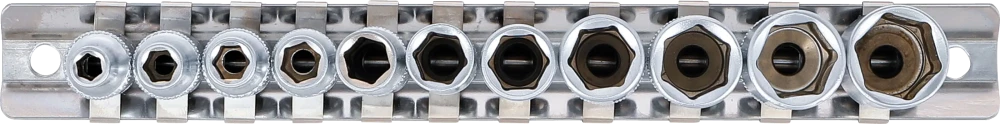 Conjunto de encaixes para chave de caixa sextavados, profundos | Entrada de quadrado interno de 6,3 mm (1/4") | 4 - 13 mm | 11 peças