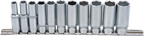 Conjunto de encaixes para chave de caixa sextavados, profundos | Entrada de quadrado interno de 10 mm (3/8") | 8 - 19 mm | 11 peças
