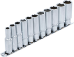 Conjunto de encaixes para chave de caixa sextavados, profundos | Entrada de quadrado interno de 10 mm (3/8") | 8 - 19 mm | 11 peças