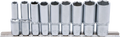 Conjunto de encaixes para chave de caixa sextavados, profundos | Entrada de quadrado interno de 12,5 mm (1/2") | 10 - 24 mm | 9 peças