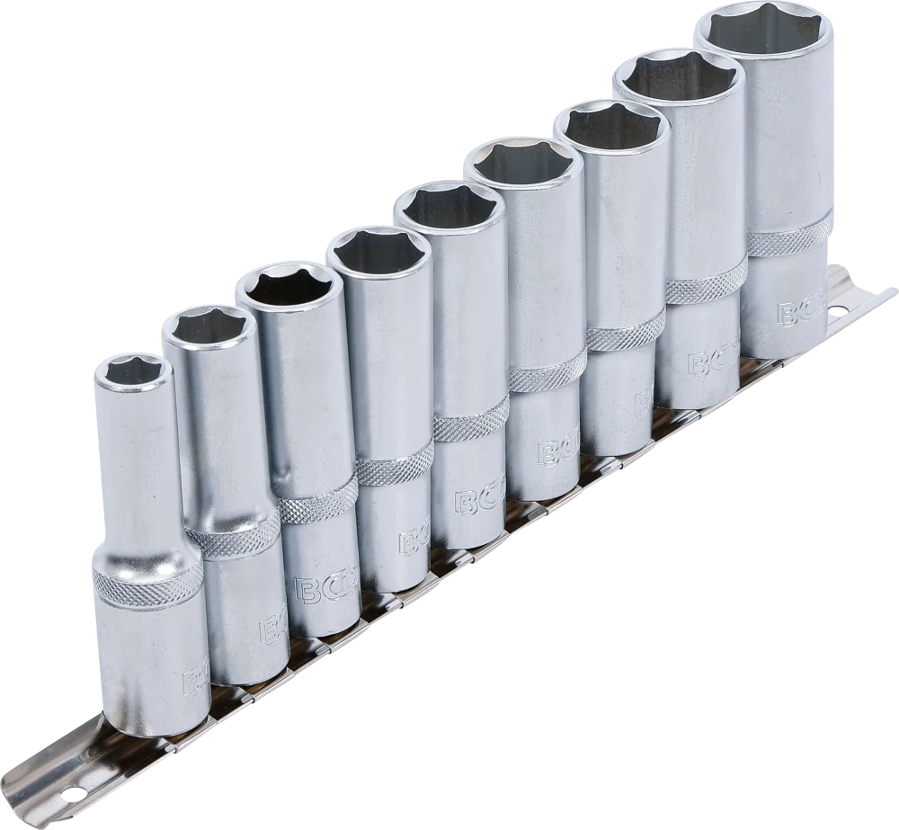 Conjunto de encaixes para chave de caixa sextavados, profundos | Entrada de quadrado interno de 12,5 mm (1/2") | 10 - 24 mm | 9 peças