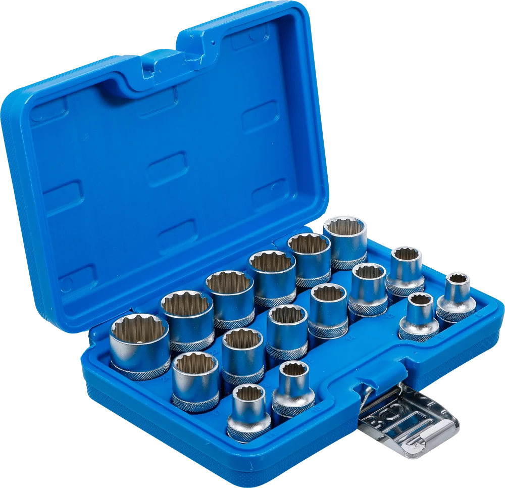 Conjunto de encaixes para chave de caixa bihexagonais | Entrada de quadrado interno de 12,5 mm (1/2") | 8 - 24 mm | 16 peças