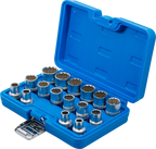 Conjunto de encaixes para chave de caixa bihexagonais | Entrada de quadrado interno de 12,5 mm (1/2") | 8 - 24 mm | 16 peças
