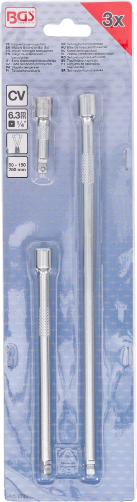 Conjunto de extensões basculantes | 6,3 mm (1/4") | 50 / 150 / 250 mm | 3 peças