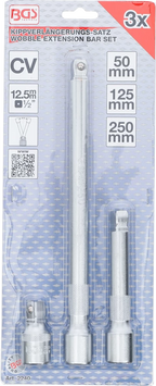Conjunto de extensões basculantes | 12,5 mm (1/2") | 50 / 125 / 250 mm | 3 peças