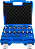 Conjunto de encaixes para chave de caixa, sextavados | Entradas de quadrado interno de 6,3 mm (1/4"), 12,5 mm (1/2") | dimensões em polegadas | 24 peças