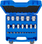 Conjunto de encaixes para chave de caixa, sextavados | Entradas de quadrado interno de 6,3 mm (1/4"), 12,5 mm (1/2") | dimensões em polegadas | 24 peças