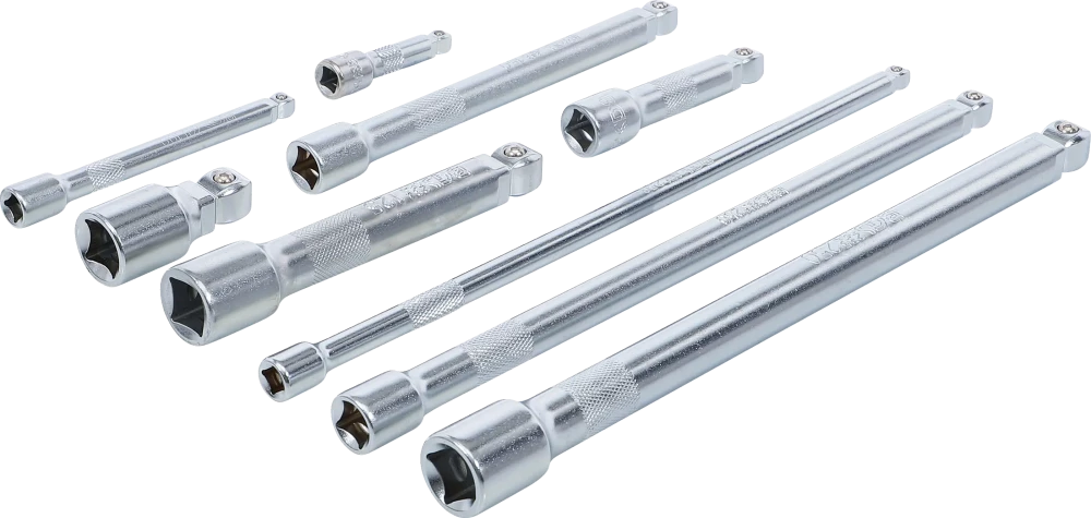Conjunto de extensões basculantes | 6,3 mm (1/4"), 10 mm (3/8"), 12,5 mm (1/2") | 9 peças