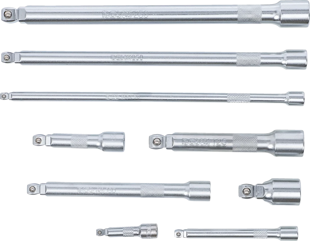 Conjunto de extensões basculantes | 6,3 mm (1/4"), 10 mm (3/8"), 12,5 mm (1/2") | 9 peças