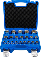 Conjunto de encaixes para chave de caixa bihexagonais | Entrada de quadrado interno de 12,5 mm (1/2") | 8 - 36 mm | 21 peças