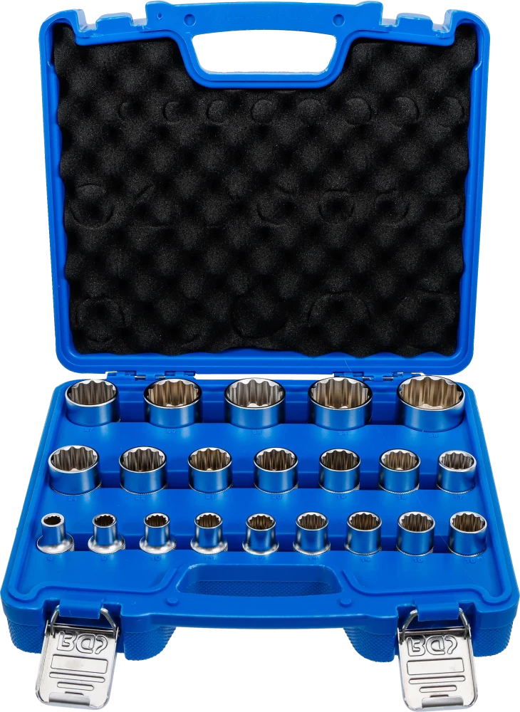 Conjunto de encaixes para chave de caixa bihexagonais | Entrada de quadrado interno de 12,5 mm (1/2") | 8 - 36 mm | 21 peças