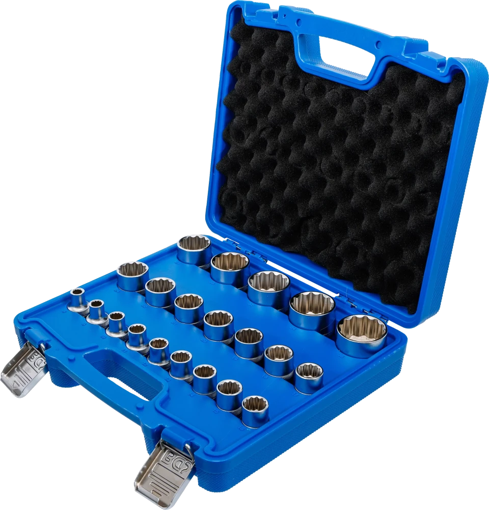 Conjunto de encaixes para chave de caixa bihexagonais | Entrada de quadrado interno de 12,5 mm (1/2") | 8 - 36 mm | 21 peças