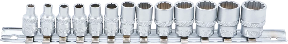 Conjunto de encaixes para chave de caixa bihexagonais | Entrada de quadrado interno de 6,3 mm (1/4") | 4 - 14 mm | 13 peças