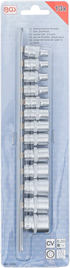 Conjunto de encaixes para chave de caixa bihexagonais | Entrada de quadrado interno de 6,3 mm (1/4") | 4 - 14 mm | 13 peças
