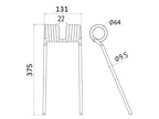 Mola Comp:375mm, Larg:130mm, Ø9.5mm - para Claas, Bautz Aplicavel em: 9568151 (S.22837)