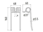 Mola Comp:160mm, Larg:68mm, Ø5.5mm - para Pottinger, Landsberg Aplicavel em: 436144 (S.22885)