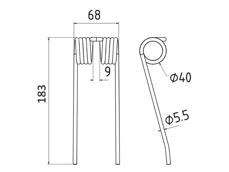 Mola Comp:183mm, Larg:68mm, Ø5.5mm - para Pottinger Aplicavel em: 436151 (S.22886)