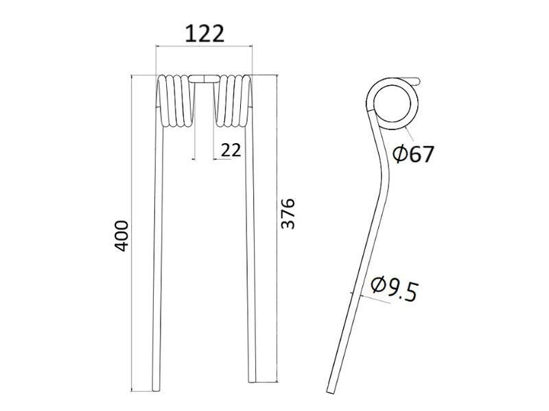 Mola - Dt. - Comp:400mm, Larg:122mm, Ø9.5mm - para SIP, Twose Aplicavel em: 154796000 (S.22887)