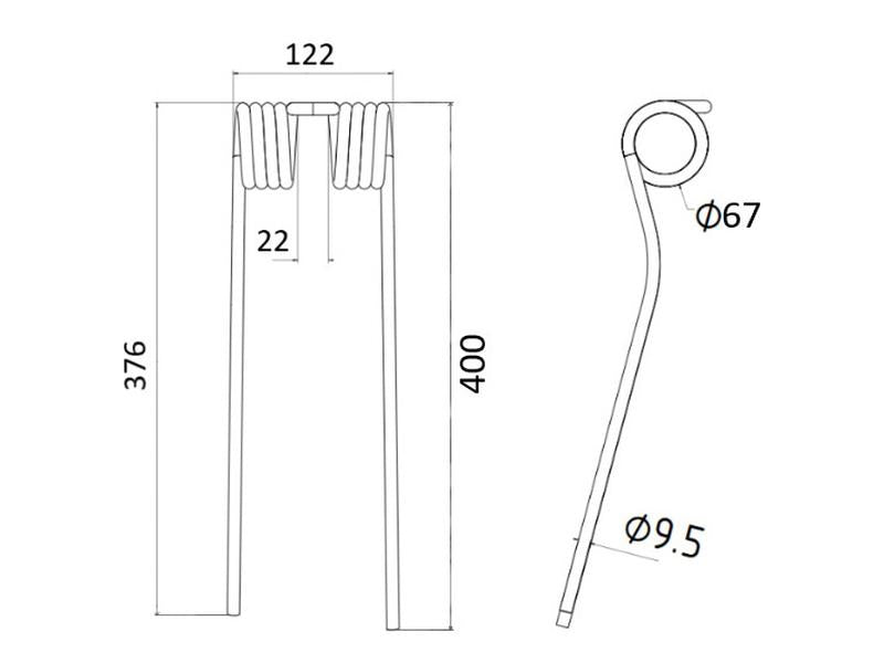 Mola - Esq. - Comp:400mm, Larg:122mm, Ø9.5mm - para SIP, Twose Aplicavel em: 154795902 (S.22888)
